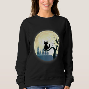 Romantic Black Cat On A Full Moon Night In A Tree Sweatshirt