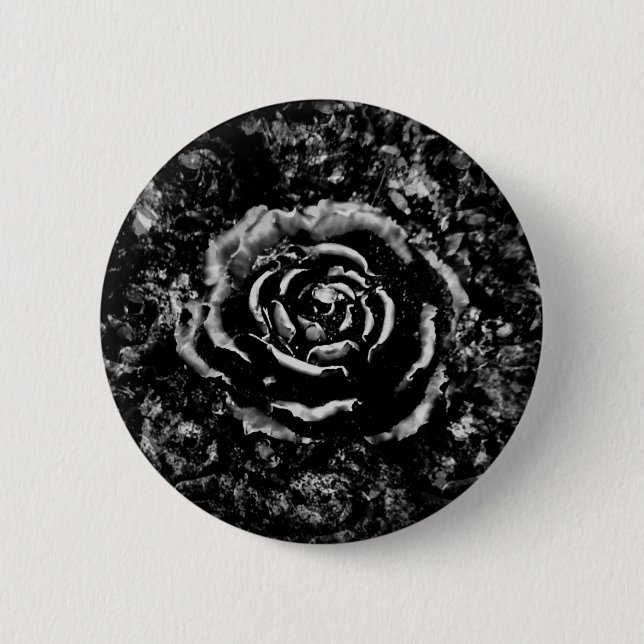 Romantic black cemetery rose Gothic button (Front)