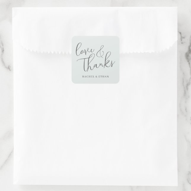 Romantic Black Cursive Love Thanks Sticker (Bag)