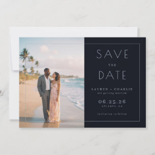 Romantic Black Minimalist Photo Save The Date