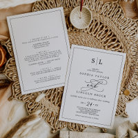 Romantic Black Monogram Frame All In One Wedding