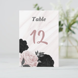 Romantic black & pink floral table number
