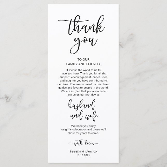Romantic Black, Place Setting Thank You Card (Front)