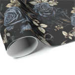 Romantic Black Roses Gothic Wedding Wrapping Paper<br><div class="desc">Romantic Black roses wrapping paper,  featuring blue black roses and dark intertwined foliage.</div>