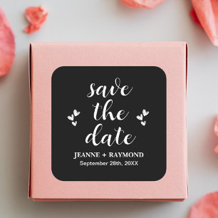 Romantic Black Save The Date Wedding Announcement  Square Sticker