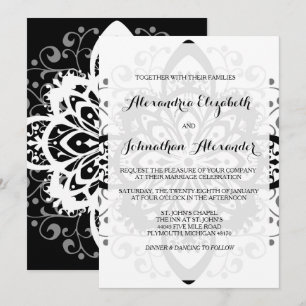 Romantic Black Tie Wedding Invitations