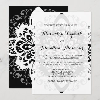 Romantic Black Tie Wedding Invitations