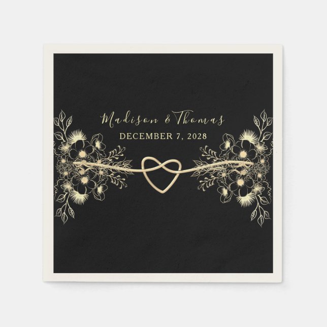 Romantic Black Wedding Napkins (Front)