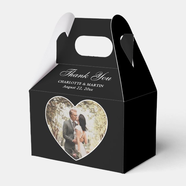 Romantic Black Wedding Photo Favour Box (Front Side)
