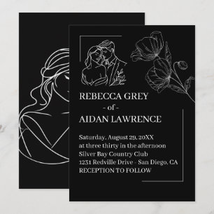 Romantic Black White Overlay Wedding 2026  Invitation