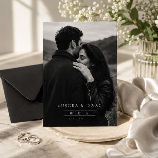 Romantic Black & white Photo  Save The Date