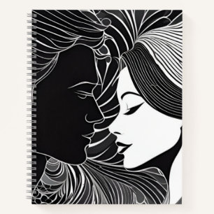 Romantic Black & White Silhouette Couple Notebook
