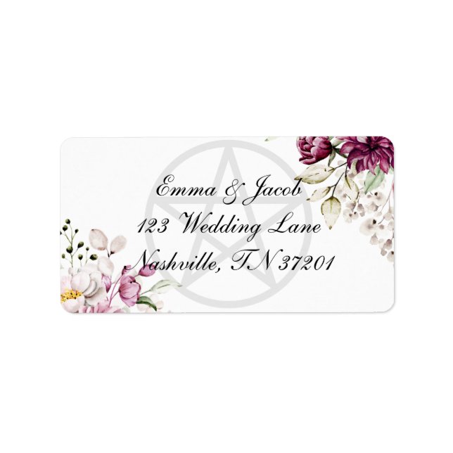 Romantic Bloom Floral Peony Pentacle Label (Front)