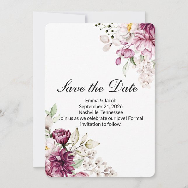 Romantic Bloom Floral Peony   Save The Date (Front)
