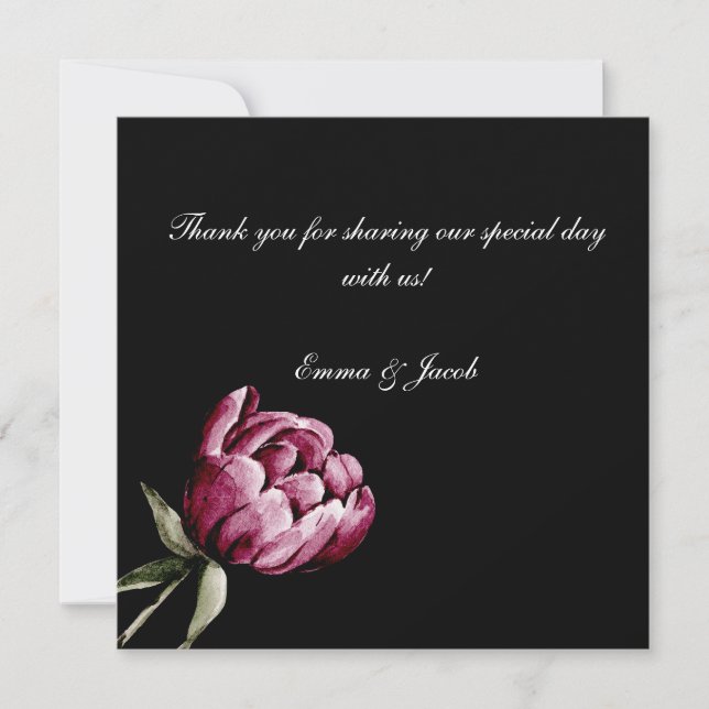   Romantic Bloom Floral Peony  Thank You Card (Front)