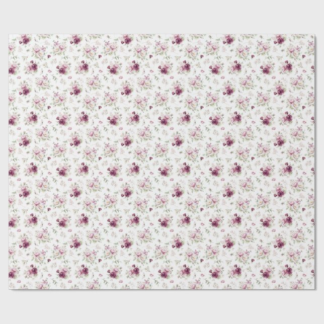 Romantic Bloom Floral Peony   Wrapping Paper (Flat)