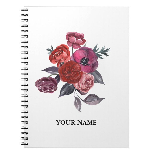 Romantic Bloom in Deep Pink Notebook (Front)