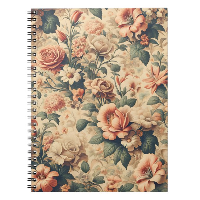 Romantic Bloom scape – Antique Garden Notebook (Front)