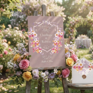 Romantic Blooms Around Crest Botanical Wedding Invitation