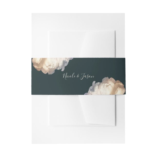 Romantic Blooms Elegant Floral Wedding Invitation Belly Band (Front Example)