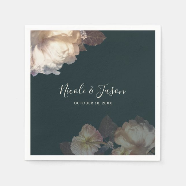 Romantic Blooms Elegant Floral Wedding Napkin (Front)