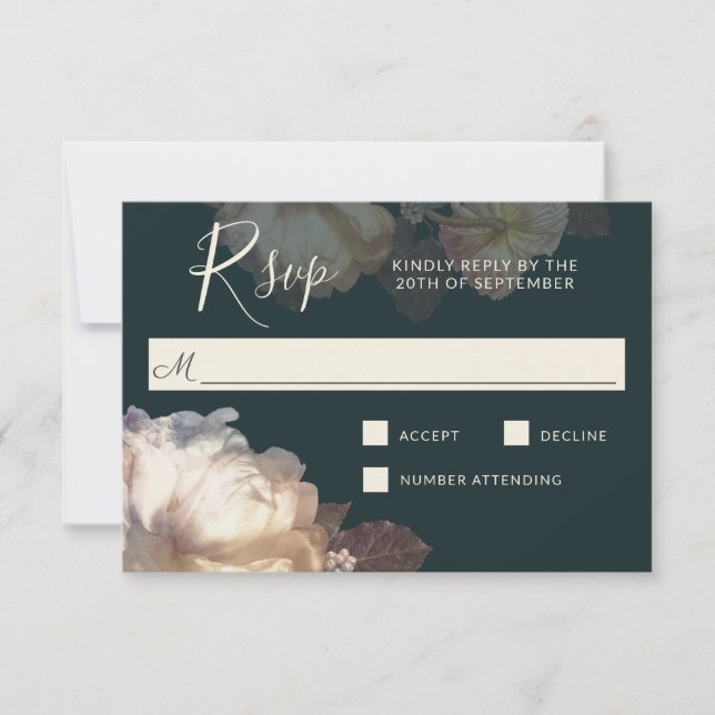Romantic Blooms Elegant Floral Wedding RSVP Card (Front)