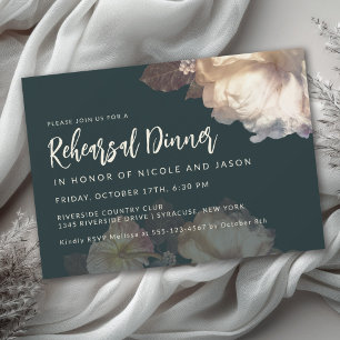 Romantic Blooms Elegant Rehearsal Dinner Invitation