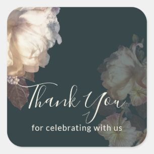 Romantic Blooms Elegant Wedding Thank You Square Sticker