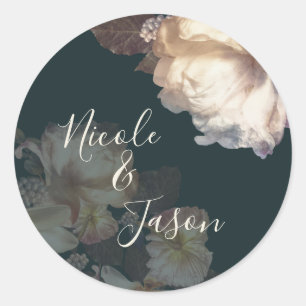 Romantic Blooms Floral Elegant Botanical Classic Round Sticker