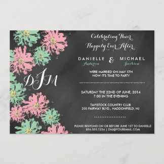 Romantic Blossom Chalkboard Post Wedding Invite