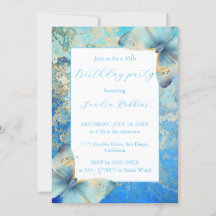 Romantic blue and white butterflies Birthday