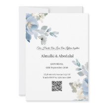 Romantic Blue and White Flower Wedding Invitation 
