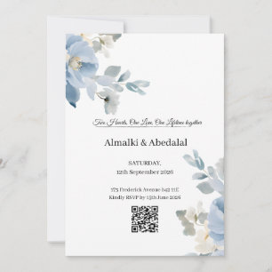Romantic Blue and White Flower Wedding Invitation 