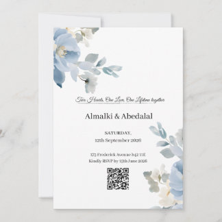 Romantic Blue and White Flower Wedding Invitation 