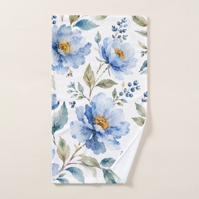 Romantic Blue Blossoms Bath Towel Set (Hand Towel)