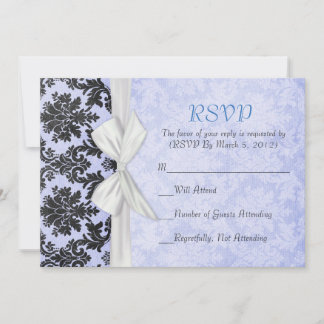 Romantic Blue Blush Damask RSVP card