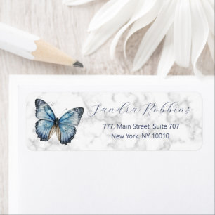 Romantic blue butterfly label