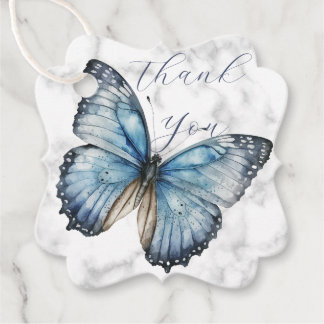 Romantic blue butterfly thank you favour tags