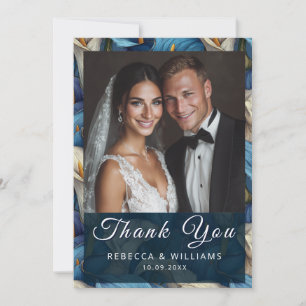 Romantic Blue Calla Lilies Fantasy Botanical Weddi Thank You Card