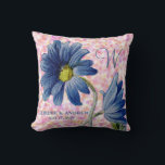 Romantic Blue Daisy Rose Monogram Initial Wedding Cushion<br><div class="desc">Customise this floral pink pastel rose blue daisy wedding monogram pillow for a bridal shower,  wedding gift,  or keepsake.</div>