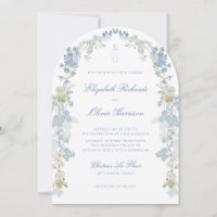 Romantic Blue Floral Monogram All in One Wedding