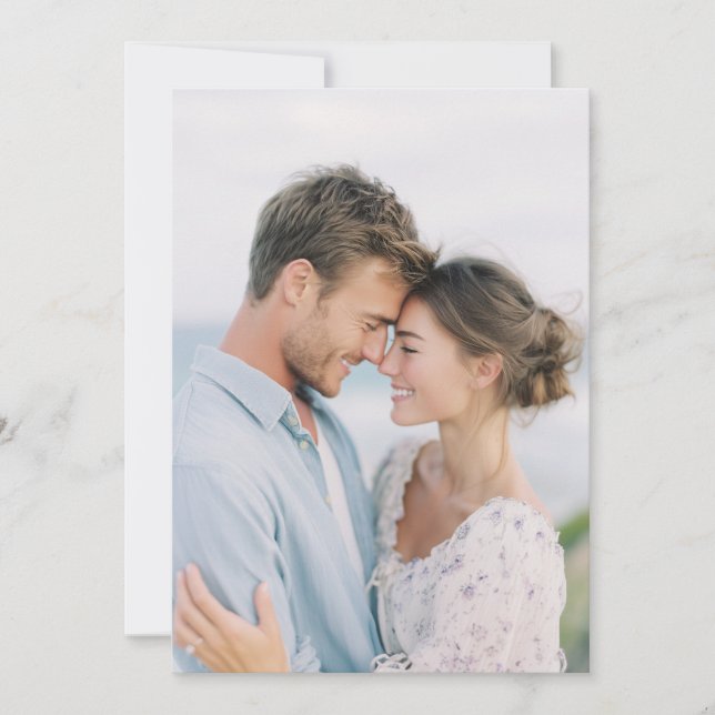 Romantic Blue Floral Photo Invitation (Front)