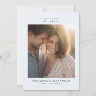 Romantic Blue Floral Photo Save The Date