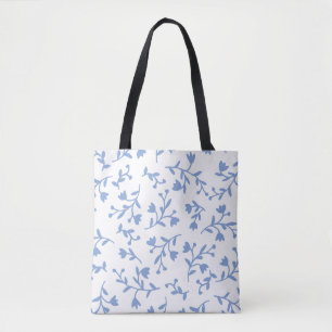 Romantic blue floral shopping bag