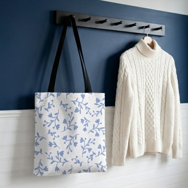 Romantic blue floral shopping bag (Creator Uploaded)