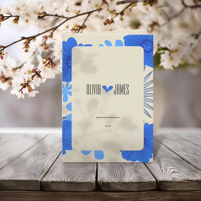 Romantic Blue Floral Wedding Programme (Creator Uploaded)