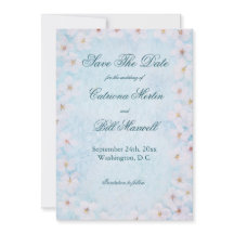 Romantic Blue Floral Wedding Save The Date Card