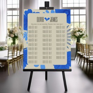 Romantic Blue Floral Wedding Seating Chart