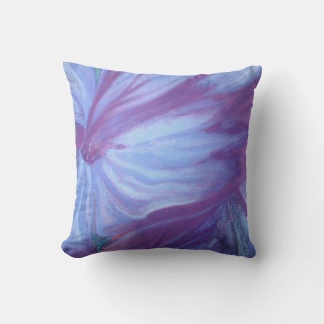 Romantic blue florals throw pillow (Front)