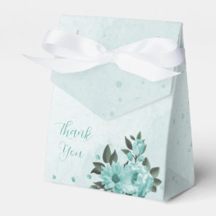 romantic blue flowers & green leaves wedding favour box